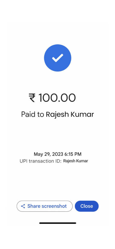 Google Pay payment complete