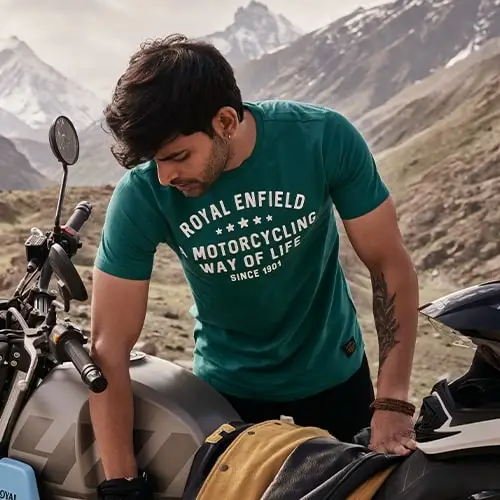 Rider wearing Royal Enfield apparel
